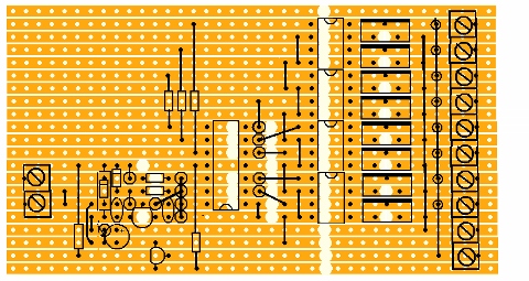 8 Output Accessory Decoder Stripboard layout guide